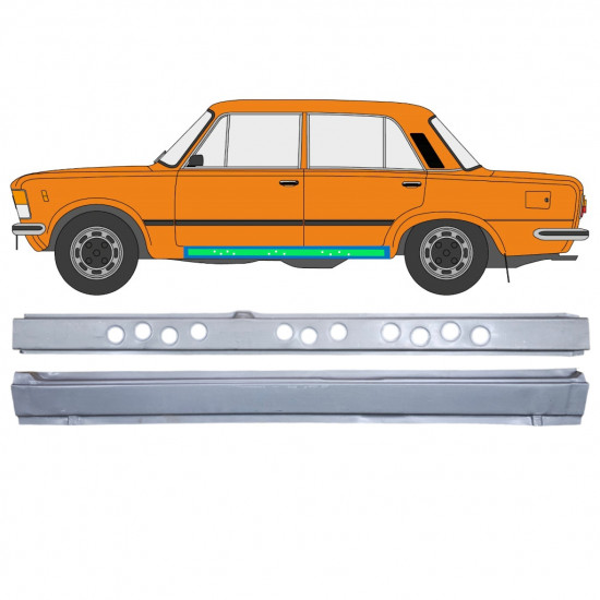 Opravný plech prahu vnitřní + vnější na Fiat 125p 1968-1991 / Levá / Sada 12547