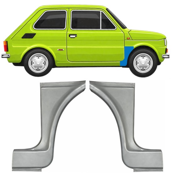 Opravný plech předního blatníku na Fiat 126p 1972-1994 ST/FL / Levá+Pravá / Sada 11219