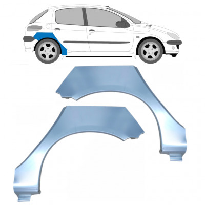 Lem zadního blatníku na Peugeot 206 1998- / Levá+Pravá / Sada 9670