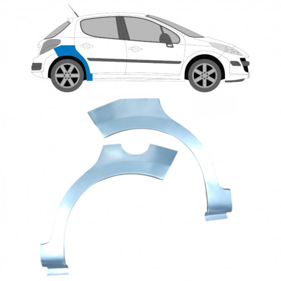 Lem zadního blatníku na Peugeot 207 2006-2013 / Levá+Pravá / Sada 9513