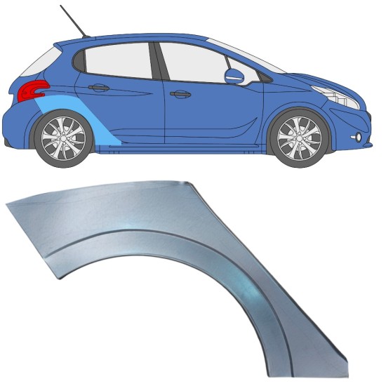 Lem zadního blatníku na Peugeot 208 2012-2019 / Pravá 16316