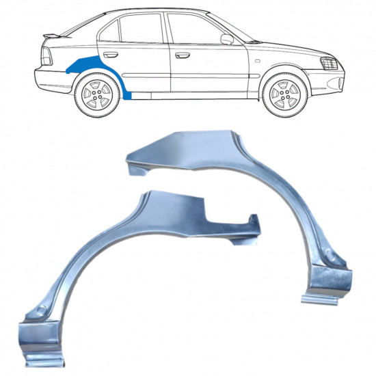 Lem zadního blatníku na Hyundai Accent 2000-2006 / Levá+Pravá / Sada 9881