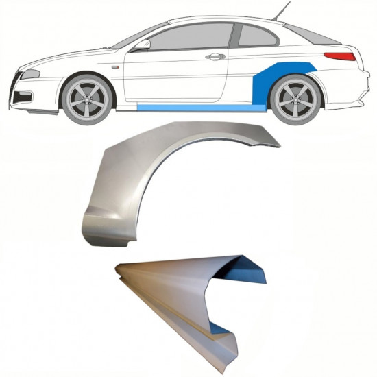 Opravný plech prahu + zadního blatníku na Alfa Romeo Gt 2003-2010 / Levá / Sada 8702