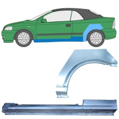 Opravný plech prahu + zadního blatníku na Opel Astra G 1998-2009 / Levá / COUPE / CABRIO / Sada 12593