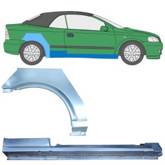 Opravný plech prahu + zadního blatníku na Opel Astra G 1998-2009 / Pravá / COUPE / CABRIO / Sada 12592