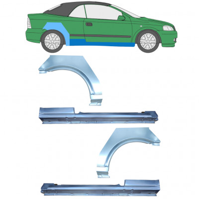 OPEL ASTRA G CABRIO 2001-2006 OPRAVA ZADNÍHO BLATNÍKU + PRAH / NASTAVIT / PRÁVA + LEVÝ