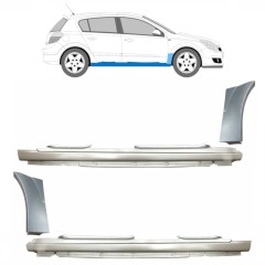 Kompletní práh + opravný plech předního blatníku na Opel Astra H 2003-2014 / Sada 11163