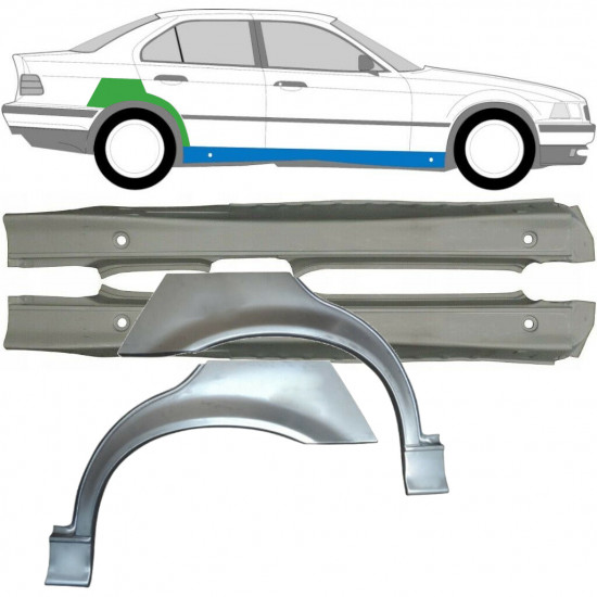 BMW 3 E36 1990-2000 CELÝ OPRAVA PRAHU + PODBĚH ZADNÍHO KOLA OPRAVNÝ PANEL / NASTAVIT