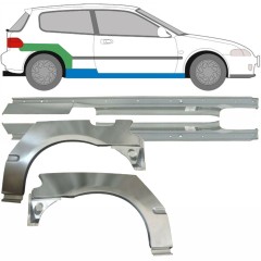 Opravný plech prahu + zadního blatníku na Honda Civic 1991-1995 / Levá+Pravá / Sada 9539