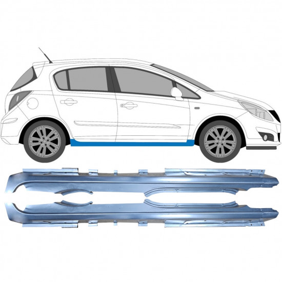 Opravný plech prahu na Opel Corsa 2006-2015 / Levá+Pravá / Sada 10539