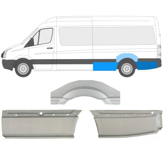 Lem zadního blatníku na Volkswagen Crafter 2005-2017 / Levá / Sada 13944