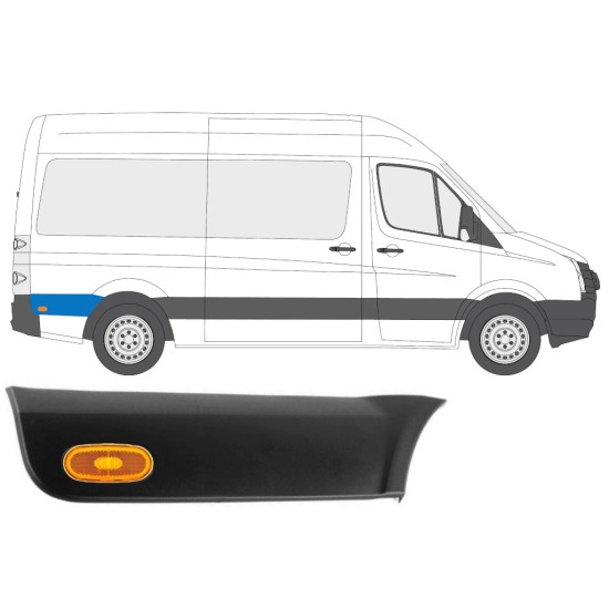 Boční lišta zadního blatníku pro světlo na Volkswagen Crafter 2005-2017 / Pravá / Sada 14150