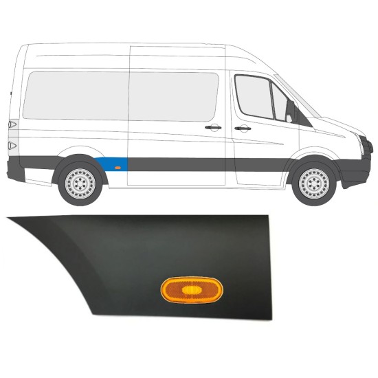 Boční lišta zadního blatníku pro světlo na Volkswagen Crafter 2005-2017 / Pravá / Sada 14088