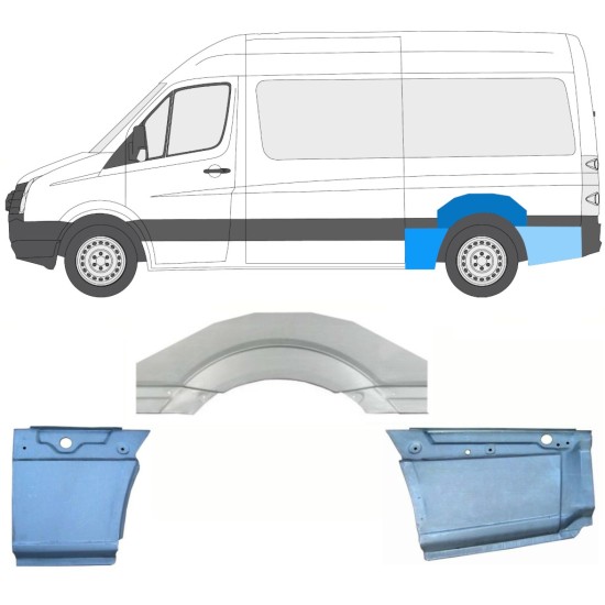 Lem zadního blatníku na Volkswagen Crafter 2005-2017 / Levá / Sada 13942