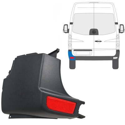 Roh zadního nárazníku s odrazkou na Volkswagen Crafter 2005-2017 / Levá / Sada 15552