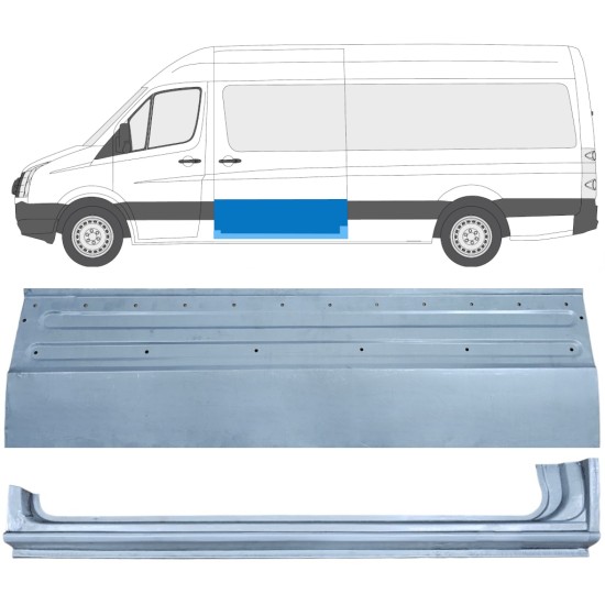 Opravný plech posuvných dveří + opravný plech prahu na Volkswagen Crafter 2005-2017 / Levá / Sada 14318