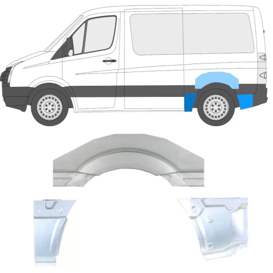 Lem zadního blatníku na Volkswagen Crafter 2005-2017 / Levá / Sada 14205