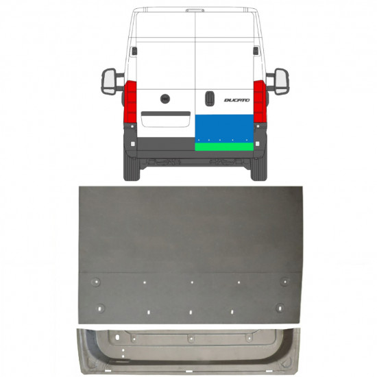 Opravný plech zadních dveří na Fiat Ducato 2006- / Pravá / Sada 11680