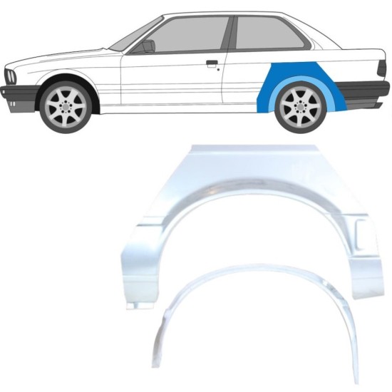 Opravný plech vnitřního + vnějšího zadního blatníku na BMW 3 E30 1987-1994 / Levá / Sada 10852