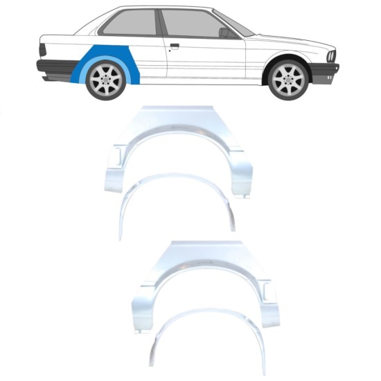 Opravný plech vnitřního + vnějšího zadního blatníku na BMW 3 E30 1987-1994 / Sada 10853