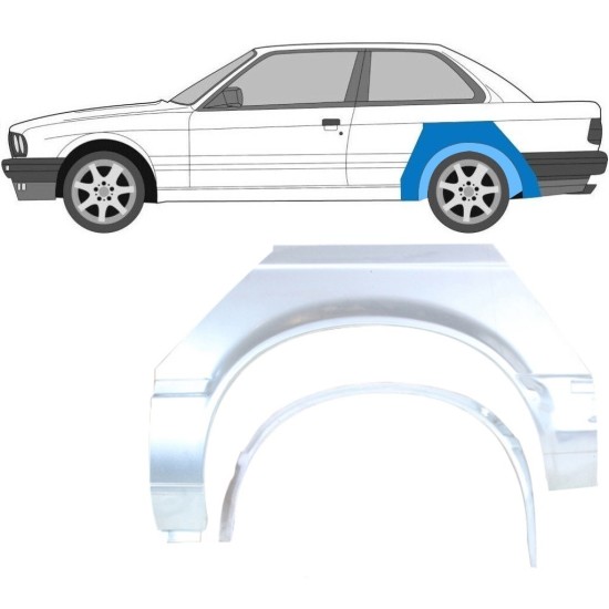 Opravný plech vnitřního + vnějšího zadního blatníku na BMW 3 E30 1982-1987 / Levá / Sada 10849