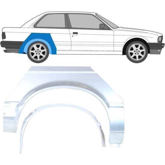 Opravný plech vnitřního + vnějšího zadního blatníku na BMW 3 E30 1982-1987 / Pravá / Sada 10848