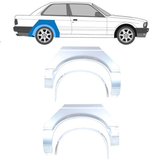 Opravný plech vnitřního + vnějšího zadního blatníku na BMW 3 E30 1982-1987 / Sada 10850