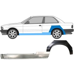 Celý práh + opravný plech zadního blatníku na BMW 3 E30 1982-1987 / Levá / Sada 11235
