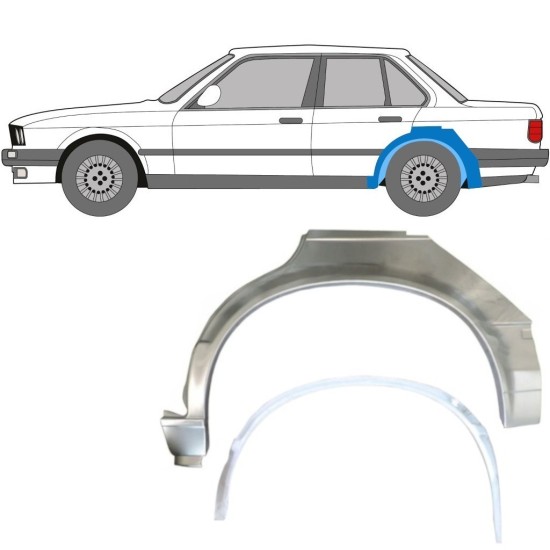 Opravný plech vnitřního + vnějšího zadního blatníku na BMW 3 E30 1982-1987 / Levá / Sada 10858