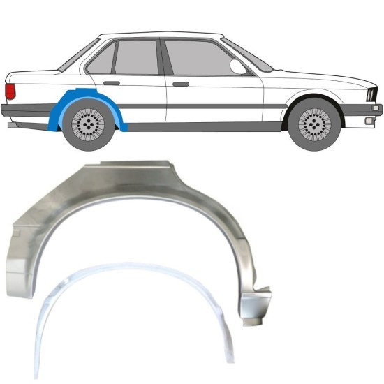 Opravný plech vnitřního + vnějšího zadního blatníku na BMW 3 E30 1982-1987 / Pravá / Sada 10857