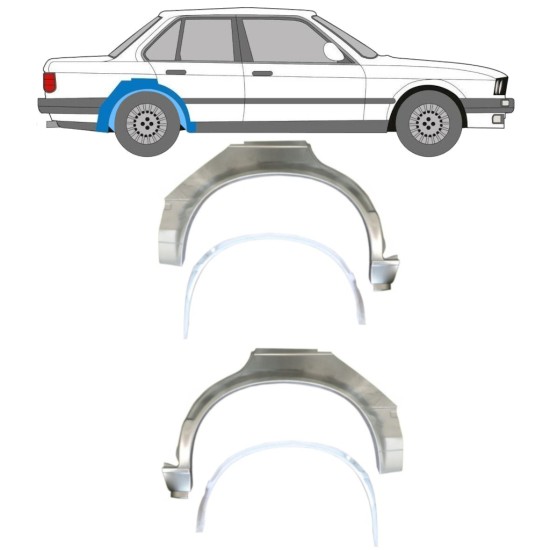 Opravný plech vnitřního + vnějšího zadního blatníku na BMW 3 E30 1982-1987 / Sada 10859