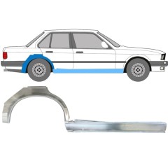 Celý práh + opravný plech zadního blatníku na BMW 3 E30 1982-1987 / Pravá / Sada 11237