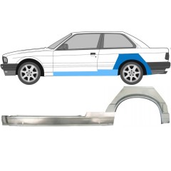 Celý práh + opravný plech zadního blatníku na BMW 3 E30 1987-1994 / Levá / Sada 11506