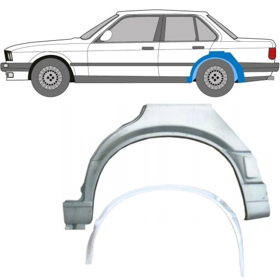 Opravný plech vnitřního + vnějšího zadního blatníku na BMW 3 E30 1987-1994 / Levá / Sada 10861