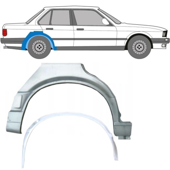 Opravný plech vnitřního + vnějšího zadního blatníku na BMW 3 E30 1987-1994 / Pravá / Sada 10860