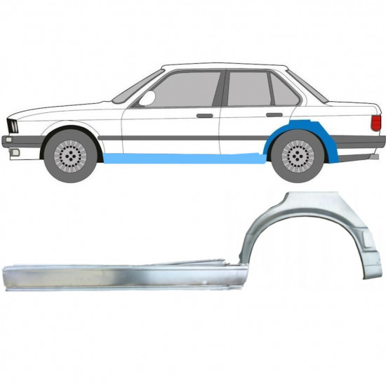 BMW 3 E30 1987-1994 4 DVEŘE OPRAVA ZADNÍHO BLATNÍKU + OPRAVA PRAHU / NASTAVIT / LEVÝ