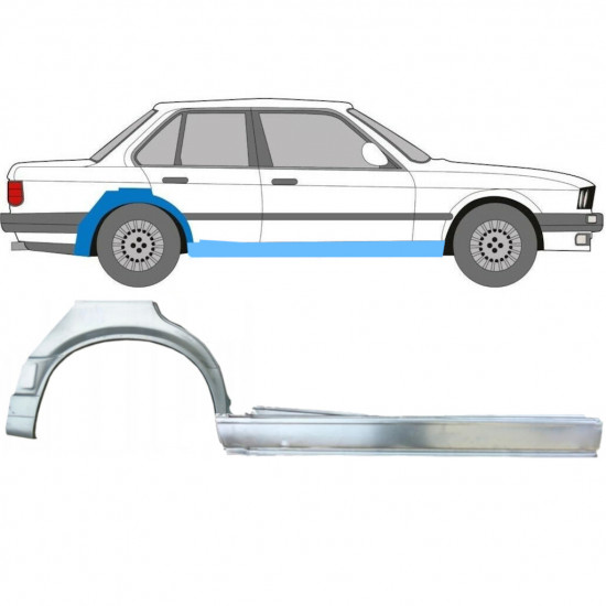 BMW 3 E30 1987-1994 4 DVEŘE OPRAVA ZADNÍHO BLATNÍKU + OPRAVA PRAHU / NASTAVIT / PRÁVA