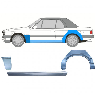 Opravný plech prahu + předního blatníku + zadního blatníku na BMW 3 E30 1987-1994 CABRIO / Levá / Sada 12575