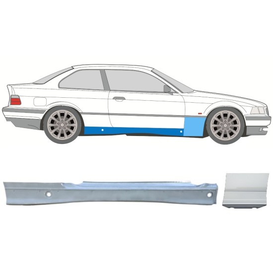 Kompletní práh + opravný plech předního blatníku na BMW 3 E36 1990-2000 / Pravá / COUPE / Sada 17021