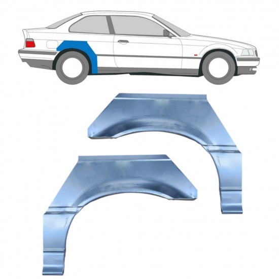 Lem zadního blatníku na BMW E36 3 Cabrio 1990-2000 / Levá+Pravá / COUPE / Sada 6392