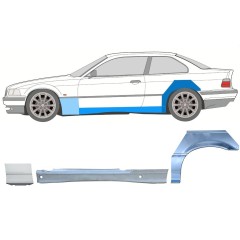 Opravný plech prahu + předního blatníku + zadního blatníku na BMW 3 E36 1990-2000 / Levá / COUPE / Sada 17026