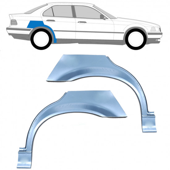 Lem zadního blatníku na BMW 3 E36 1990-2000  / Levá+Pravá / SEDAN / Sada 6393