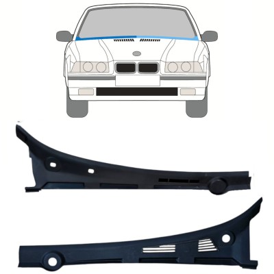 Opravný plech pod přední sklo na BMW 3 E36 1990-2000 / Levá+Pravá / COMBI / SEDAN / COMPACT / Sada 16900