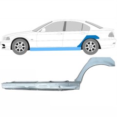 Celý práh + opravný plech zadního blatníku na BMW 3 E46 1998-2006 / Levá / Sada 11244