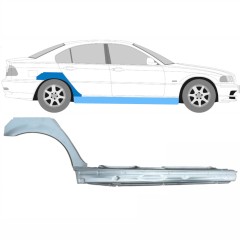 Celý práh + opravný plech zadního blatníku na BMW 3 E46 1998-2006 / Pravá / Sada 11243