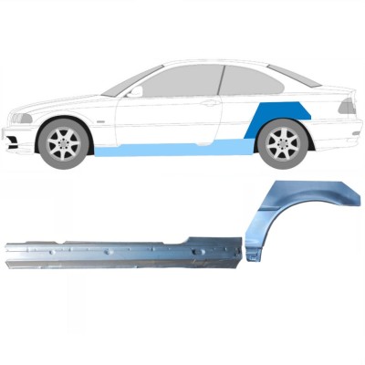 Celý práh + opravný plech zadního blatníku na BMW 3 E46 1998-2006 / Levá / COUPE / Sada 17060