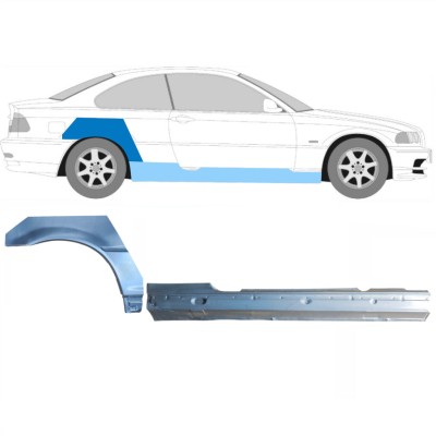 Celý práh + opravný plech zadního blatníku na BMW 3 E46 1998-2006 / Pravá / COUPE / Sada 17059