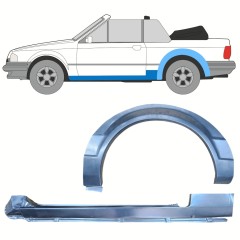 Opravný plech prahu + zadního blatníku na Ford Escort 1986-1990 / Levá / CABRIO / Sada 12587