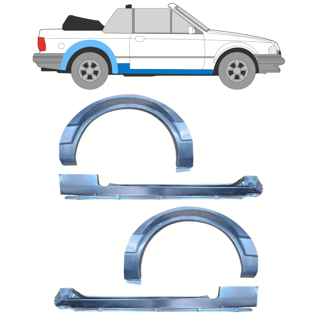 Opravný plech prahu + zadního blatníku na Ford Escort 1981-1990  CABRIO / Sada 12588