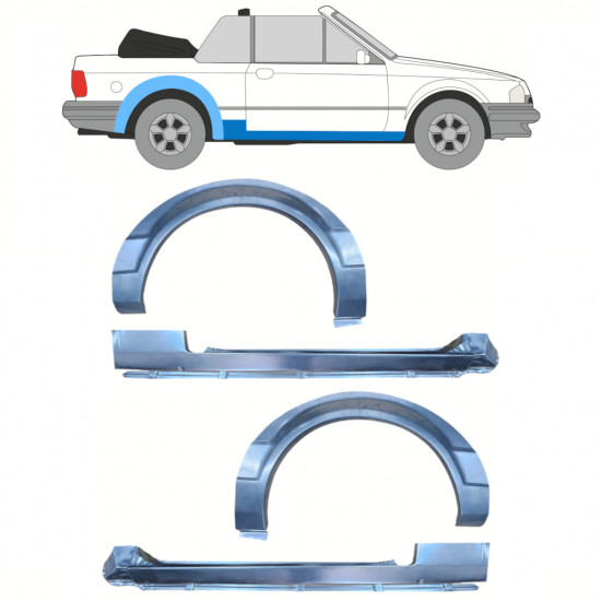 Opravný plech prahu + zadního blatníku na Ford Escort 1981-1990  CABRIO / Sada 12588